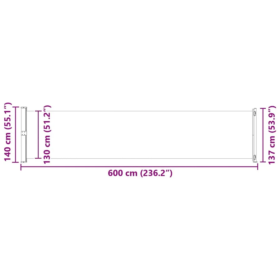 Auvent latéral rétractable de patio 140x600 cm Marron - 11