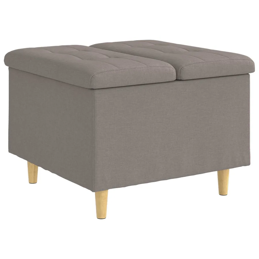 Pouf de rangement avec coussin Taupe 60 x 60 x 45 cm tissu - 2