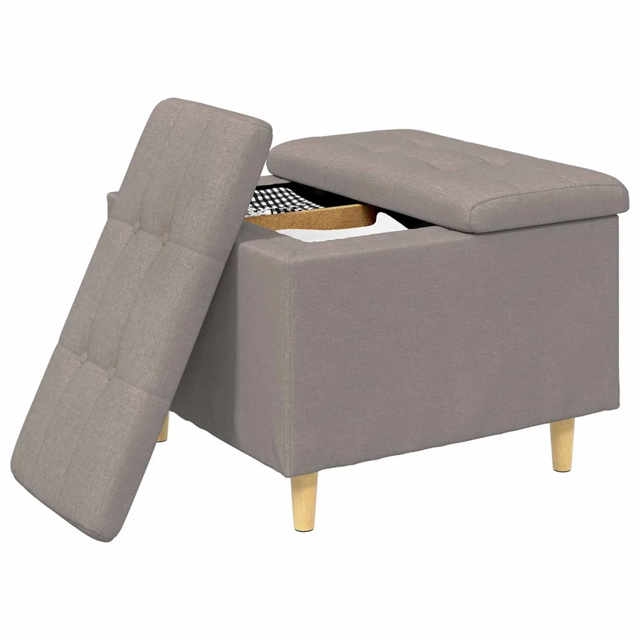 Pouf de rangement avec coussin Taupe 60 x 60 x 45 cm tissu - 3