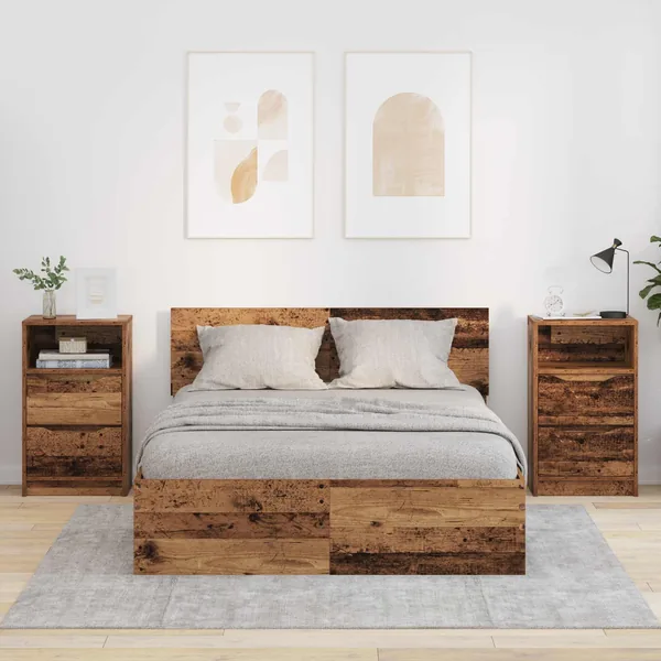 Tables de chevet avec tiroir 2 pcs Bois Ancien 40 x 30 x 467 cm
