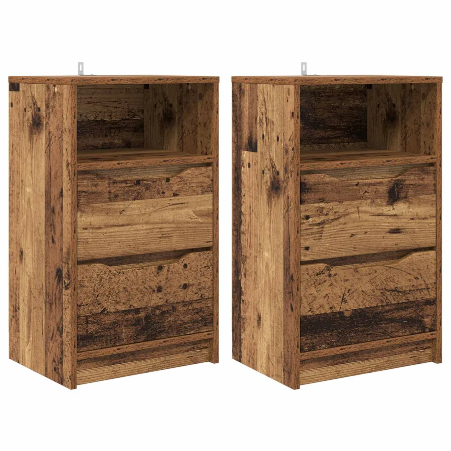 Tables de chevet avec tiroir 2 pcs Bois Ancien 40 x 30 x 467 cm - 2