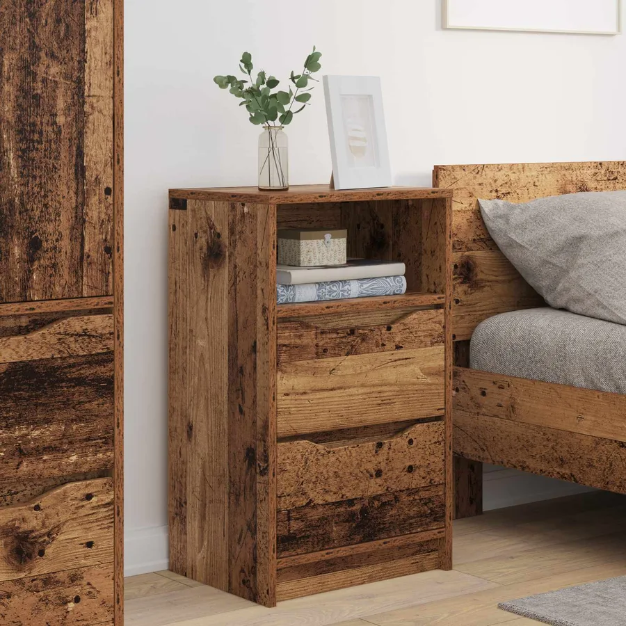 Tables de chevet avec tiroir 2 pcs Bois Ancien 40 x 30 x 467 cm - 4