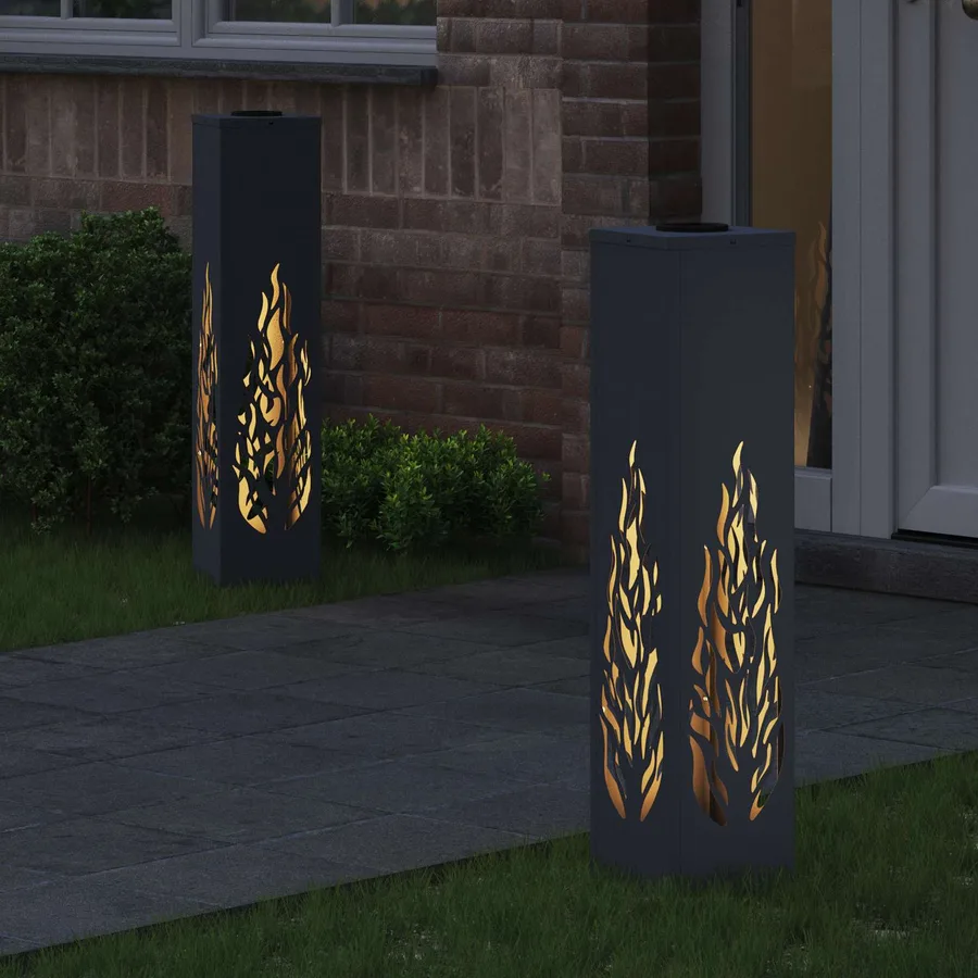 Lumière de chemin LED solaire 2 pcs Blanc chaud 18 x 18 x 80 cm - 3