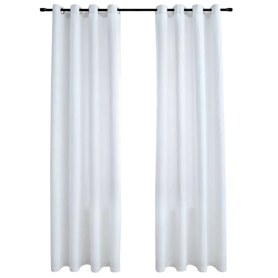 Rideau occultant et anneaux en métal 2pcs Blanc cassé 140x245cm - 2