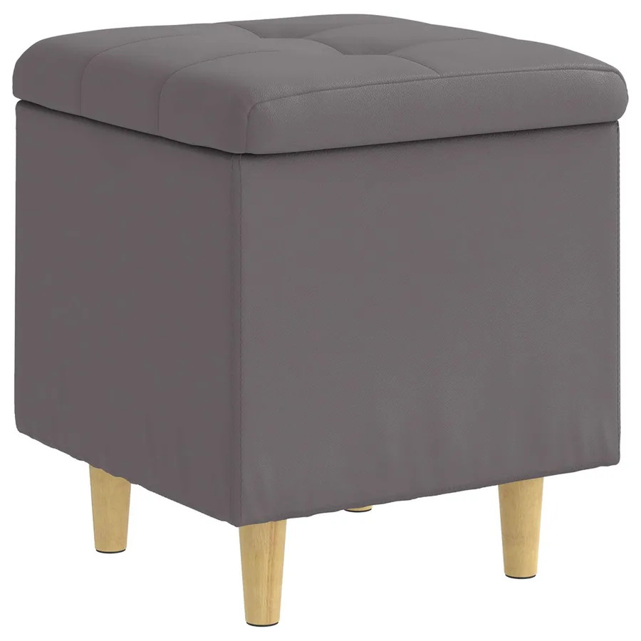 Pouf de rangement avec coussin Gris 40 x 40 x 45 cm Simili cuir - 2