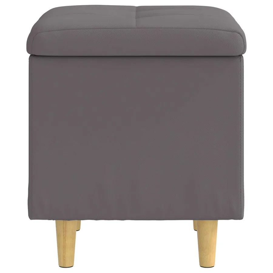 Pouf de rangement avec coussin Gris 40 x 40 x 45 cm Simili cuir - 5