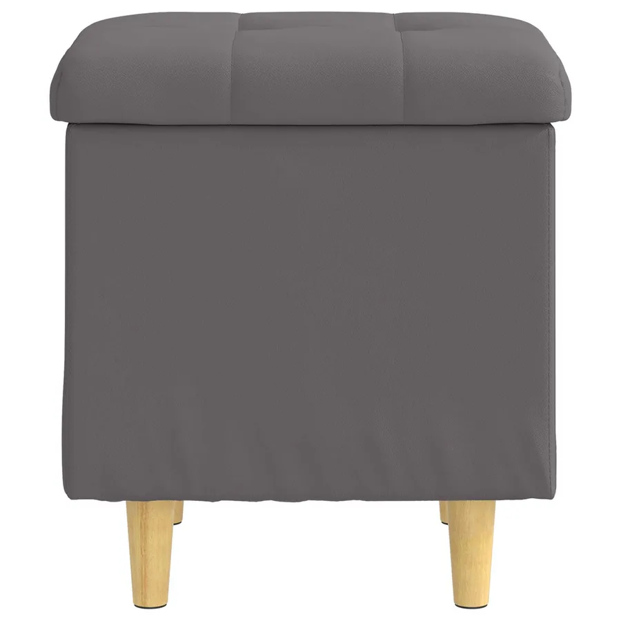 Pouf de rangement avec coussin Gris 40 x 40 x 45 cm Simili cuir - 6