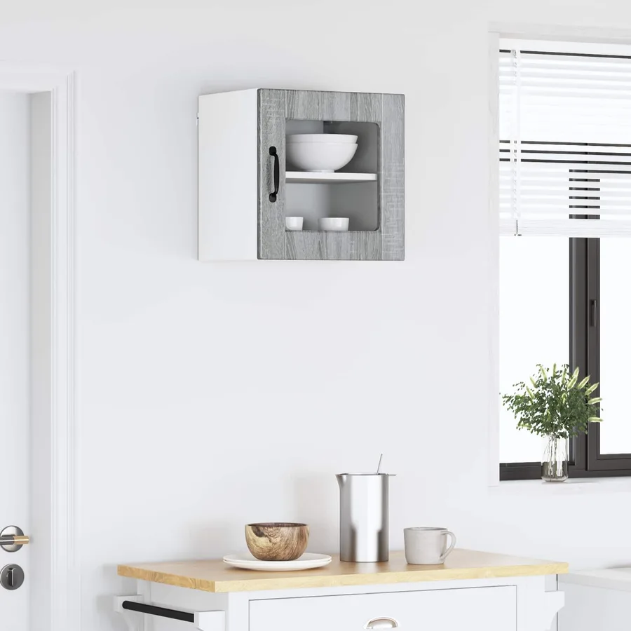 Cabinet en verre mural PORTO Gris Sonoma 40 x 31 x 40 cm - 4