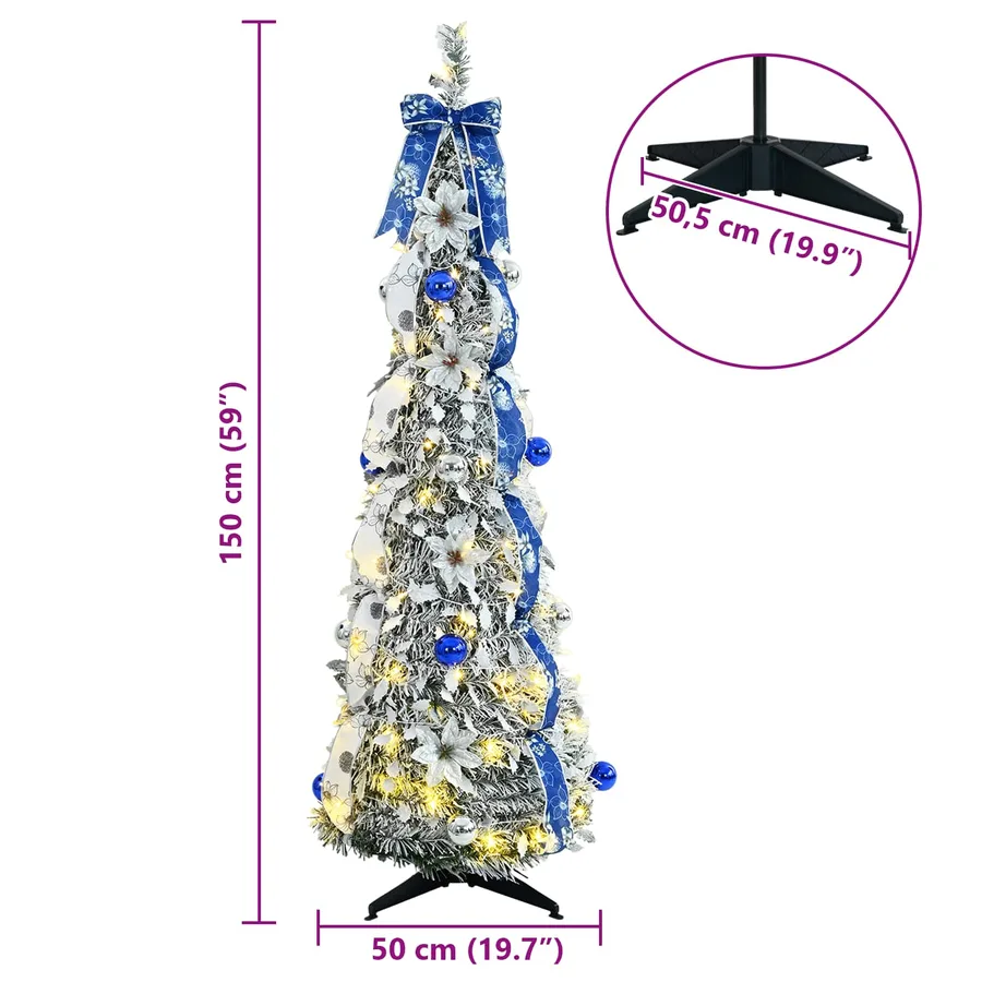 Sapin de Noël artificiel avec 100 LED Blanc 150 cm PVC - 10
