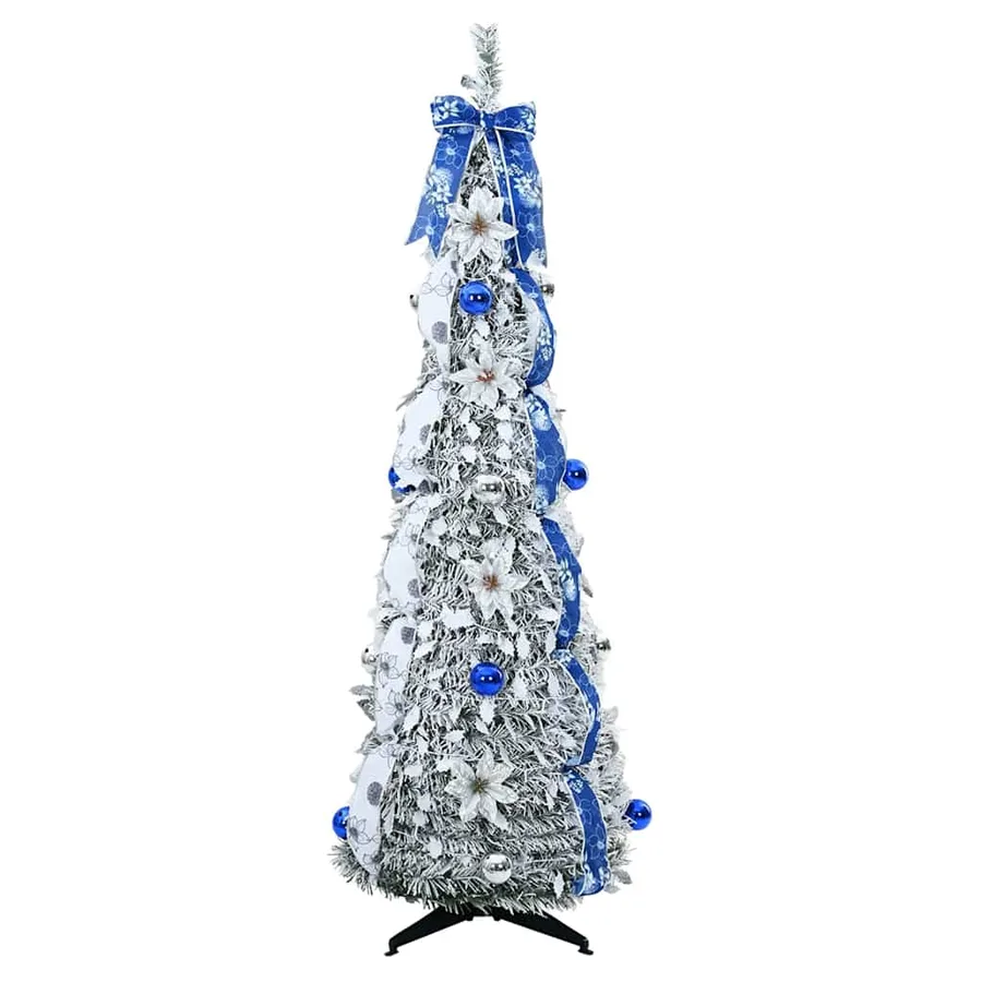 Sapin de Noël artificiel avec 100 LED Blanc 150 cm PVC - 4