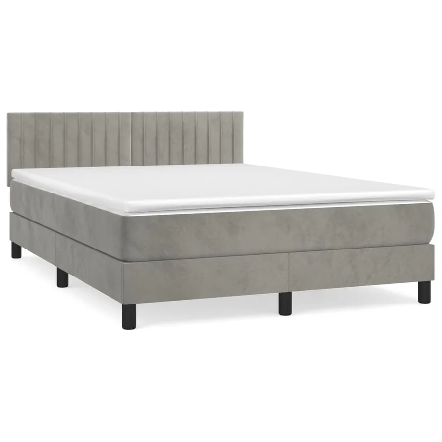 Sommier à lattes de lit et matelas Gris clair 140x200cm Velours - 2