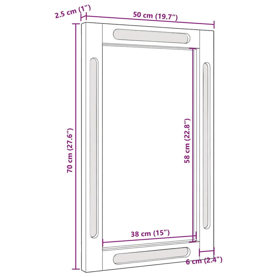 Miroir de salle de bain avec miroir Marron 50 x 2,5 x 70 cm - 10