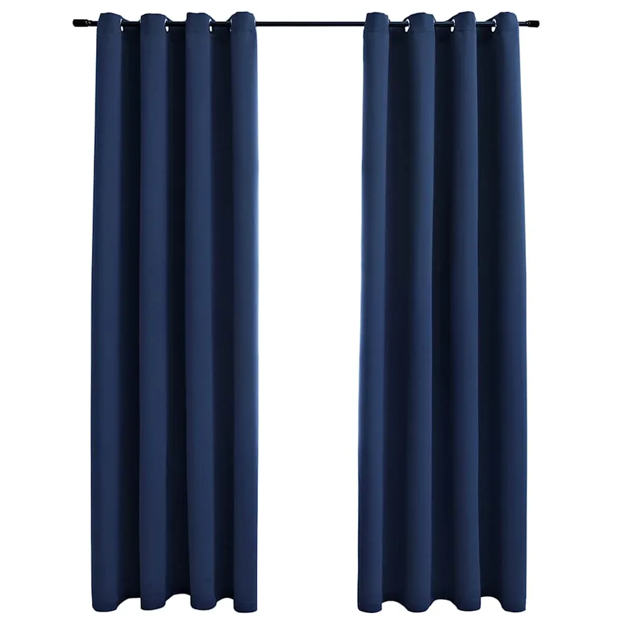 Rideaux occultants avec anneaux en métal 2 pcs Bleu 140x245 cm - 2