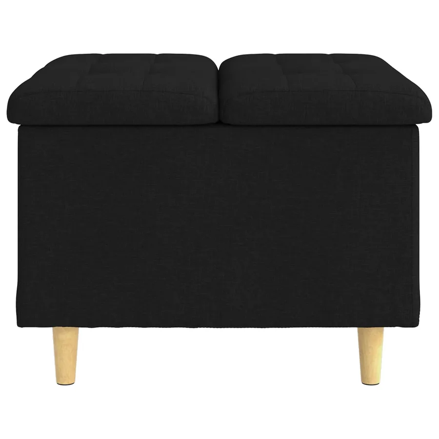 Pouf de rangement avec coussin Noir 60 x 60 x 45 cm tissu - 5