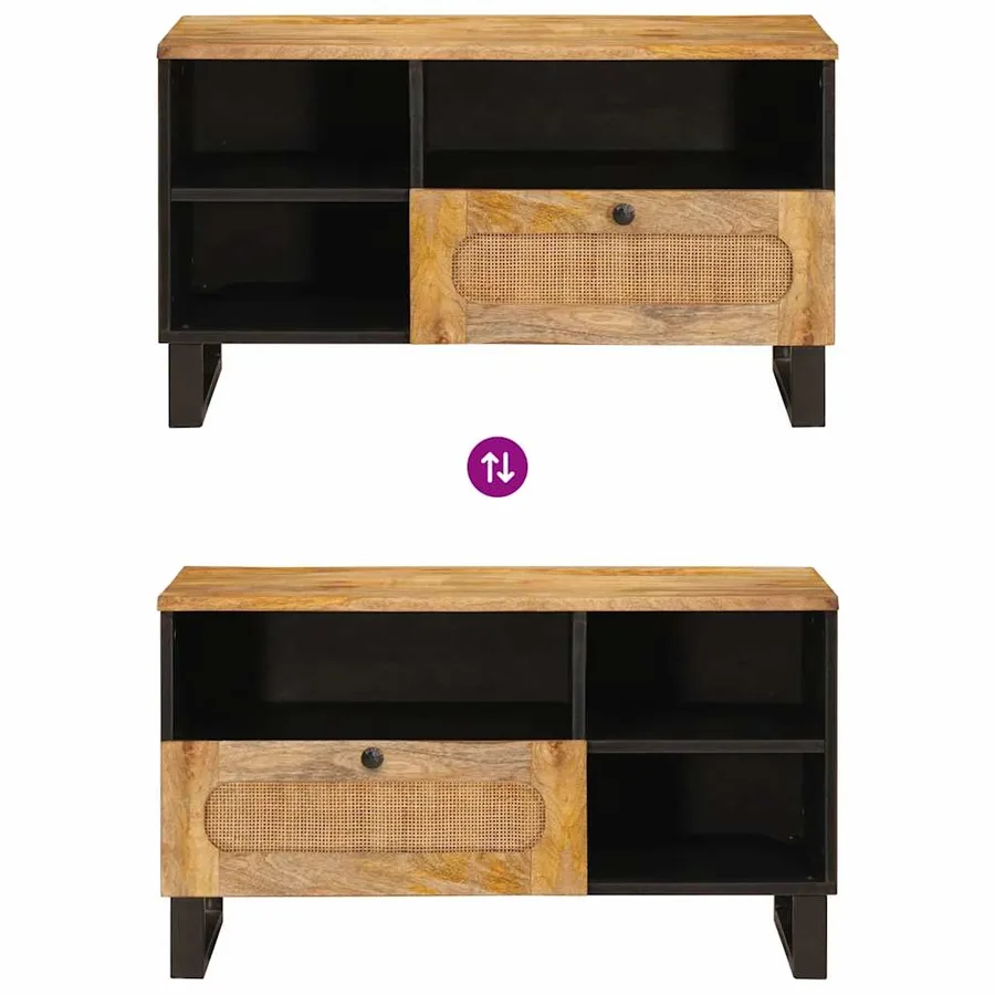 Meuble TV Marron 80 x 33 x 46 cm Bois de mangue massif - 10