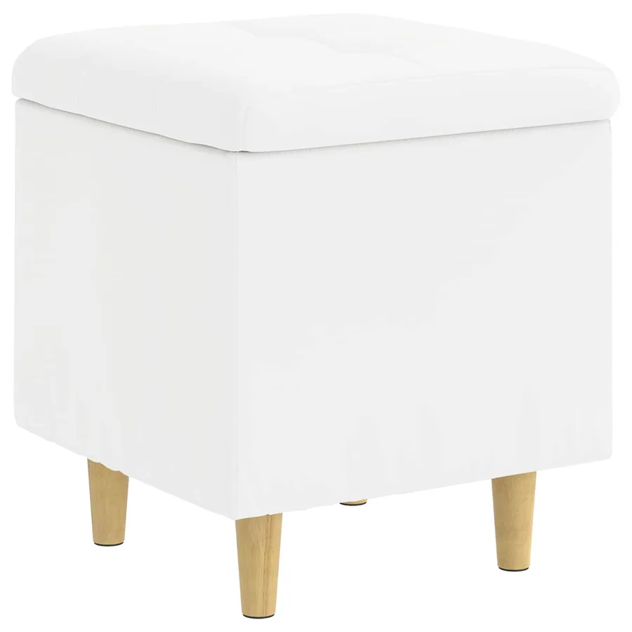 Pouf de rangement Blanc 40 x 40 x 45 cm Simili cuir - 2