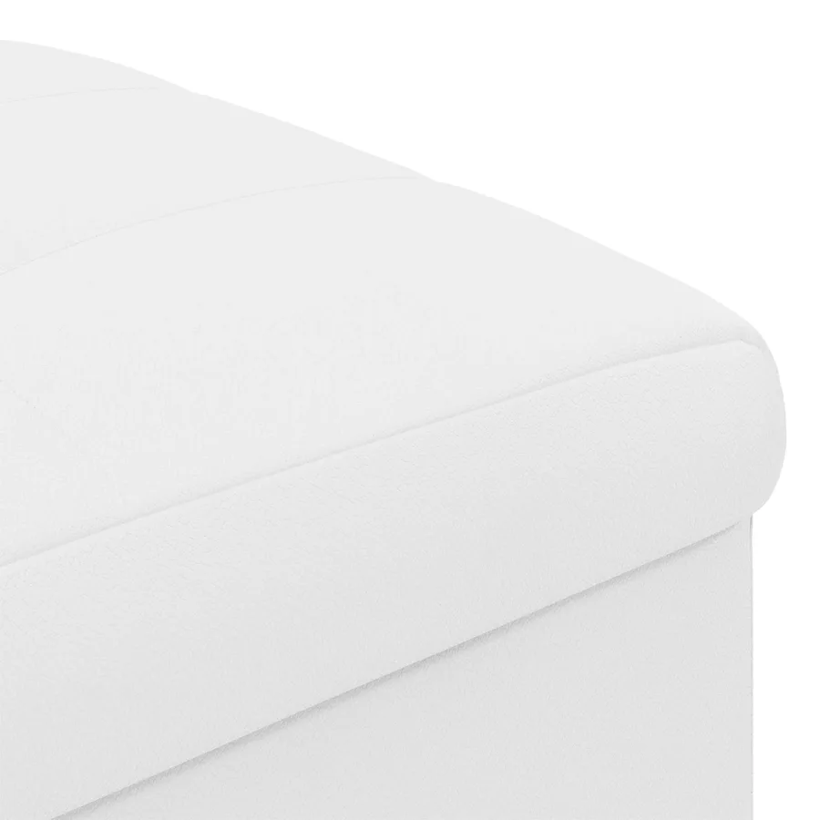 Pouf de rangement Blanc 40 x 40 x 45 cm Simili cuir - 7