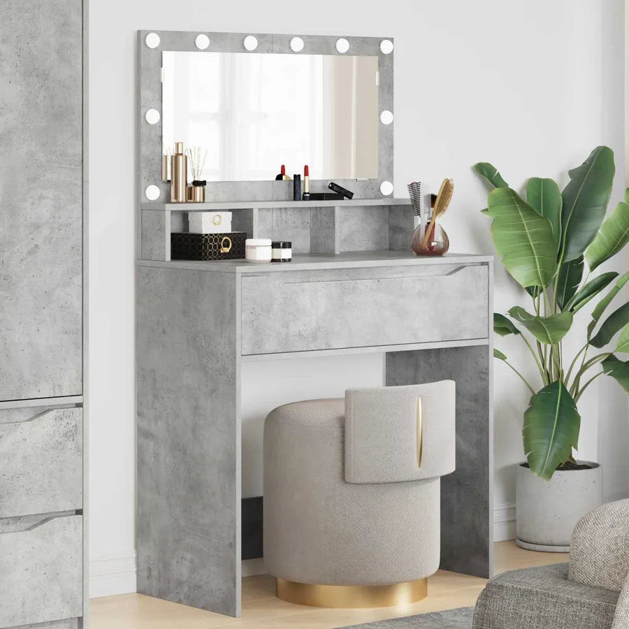 Tables de maquillage pour chambre Gris béton 80 x 39,6 x 135 cm