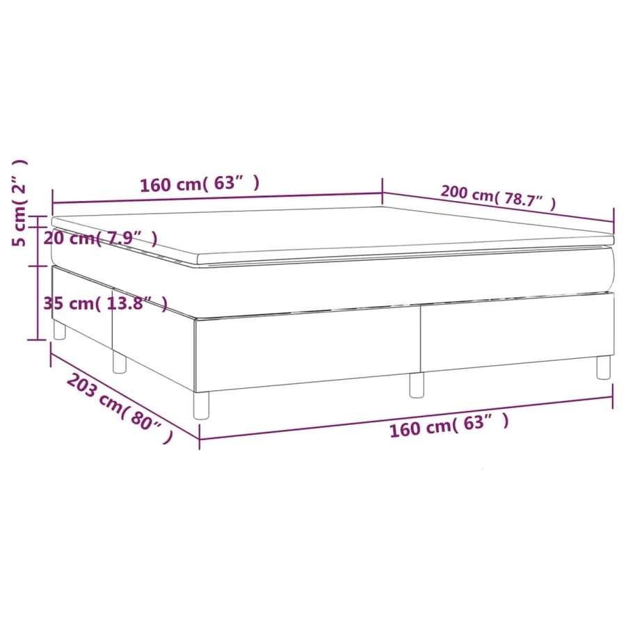 Sommier à lattes de lit avec matelas Crème 160x200 cm Tissu - 10