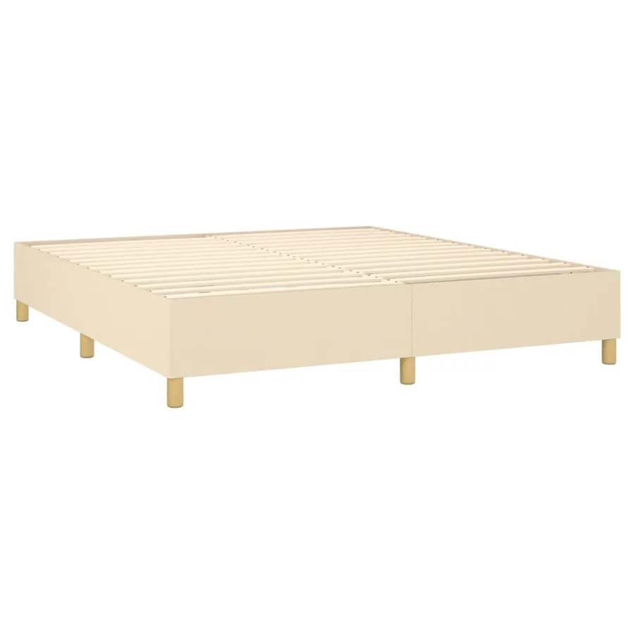 Sommier à lattes de lit avec matelas Crème 160x200 cm Tissu - 4