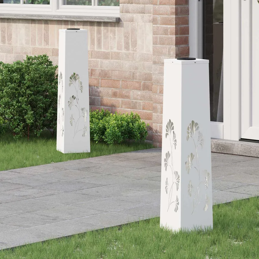 Lumière de chemin LED solaire 2 pcs Blanc chaud 18 x 18 x 80 cm