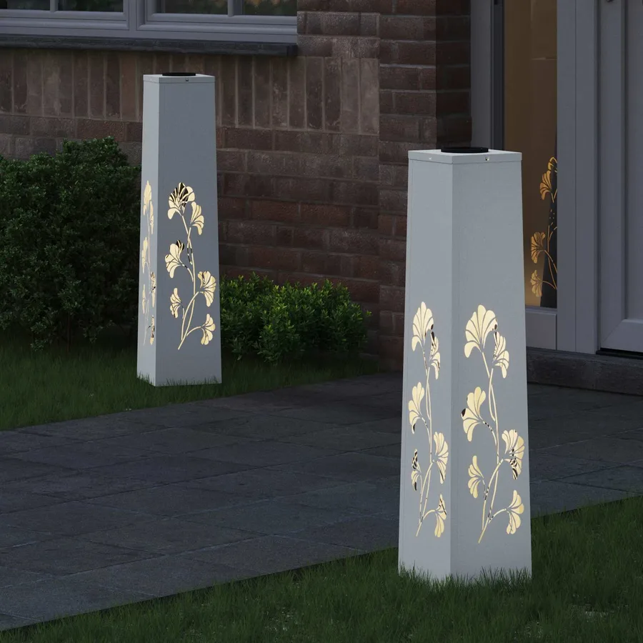 Lumière de chemin LED solaire 2 pcs Blanc chaud 18 x 18 x 80 cm - 3