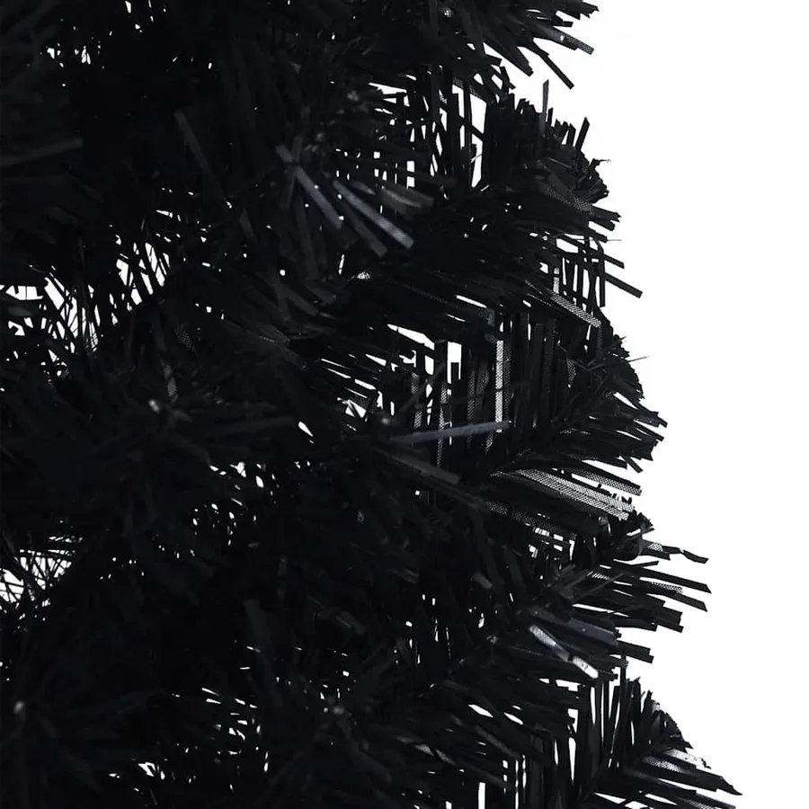 Sapin de Noël artificiel pré-éclairé Noir 150 cm PVC - 11