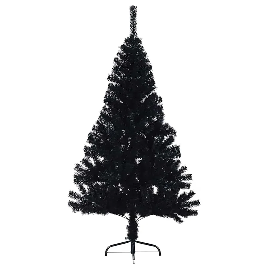 Sapin de Noël artificiel pré-éclairé Noir 150 cm PVC - 5