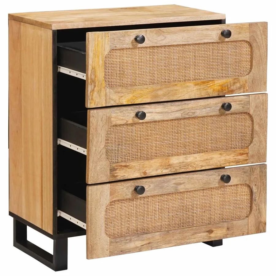 Buffet 2 pcs Marron 60 x 33 x 75 cm Bois de mangue massif - 3