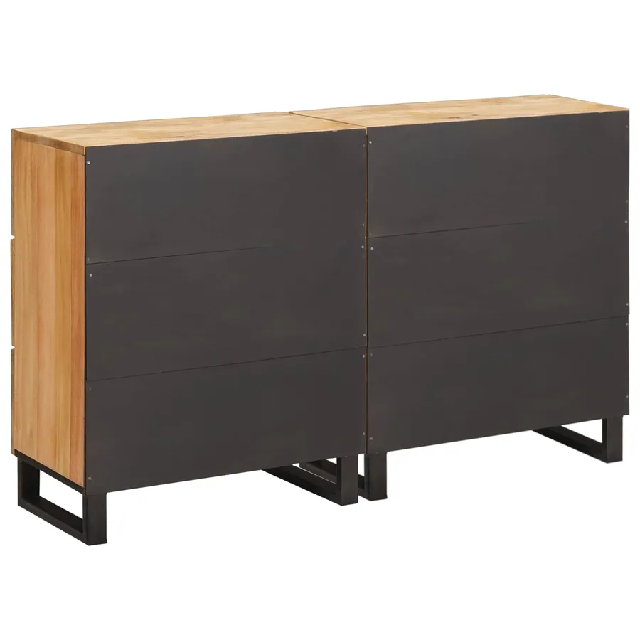 Buffet 2 pcs Marron 60 x 33 x 75 cm Bois de mangue massif - 5