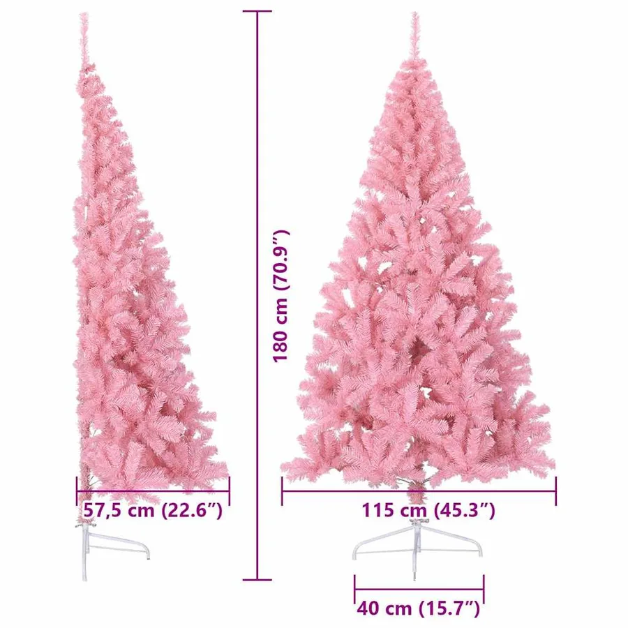 Sapin de Noël artificiel pré-éclairé Rose 180 cm PVC - 15