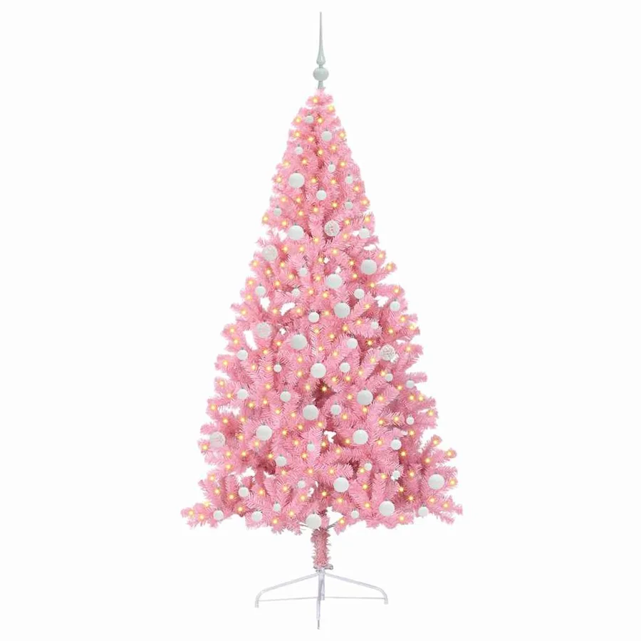 Sapin de Noël artificiel pré-éclairé Rose 180 cm PVC - 3