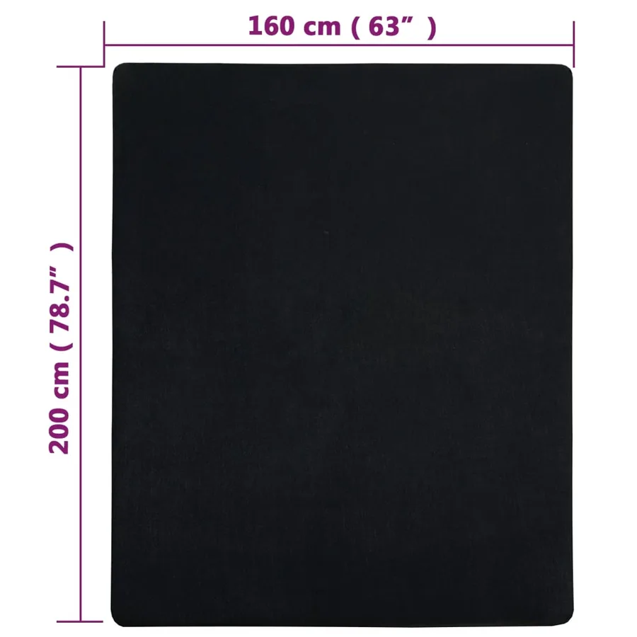 Drap-housse Jersey Noir 160x200 cm Coton - 5