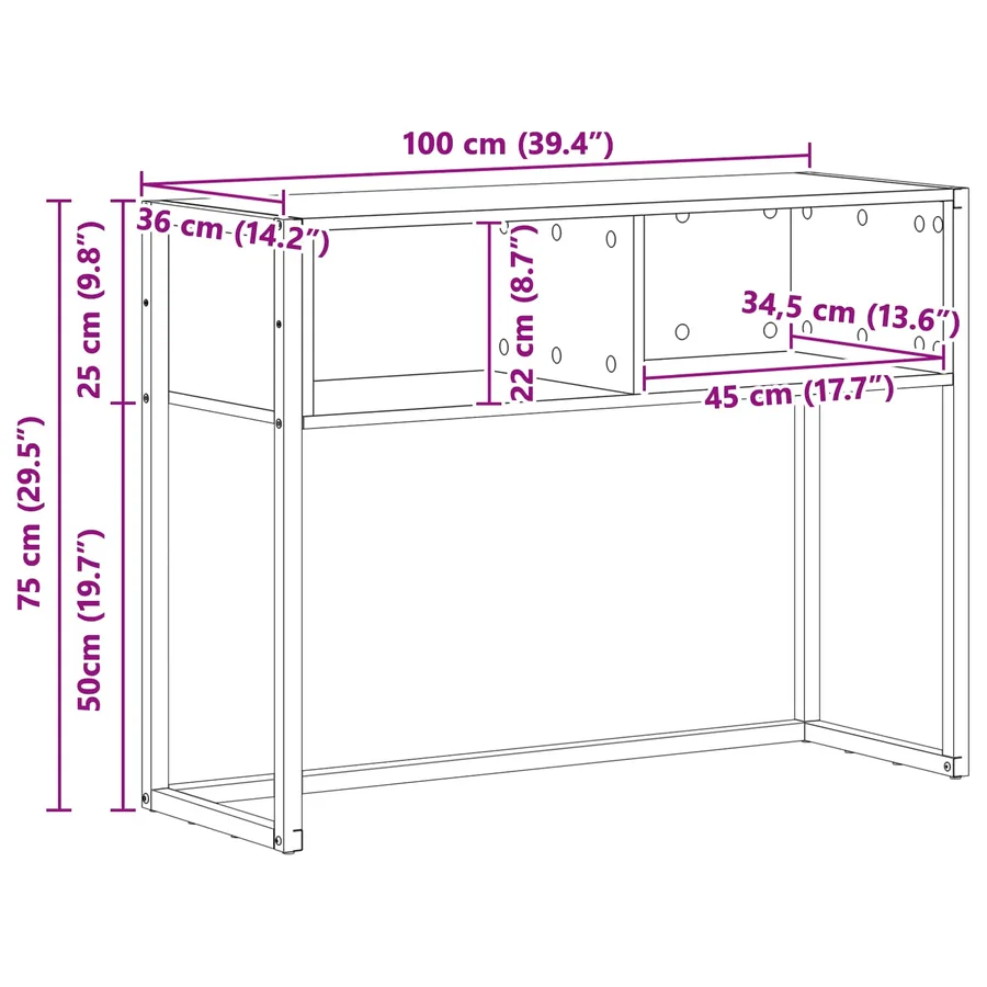 Table d'appoint Chêne noir 100 x 36 x 75 cm Bois d'ingénierie - 8