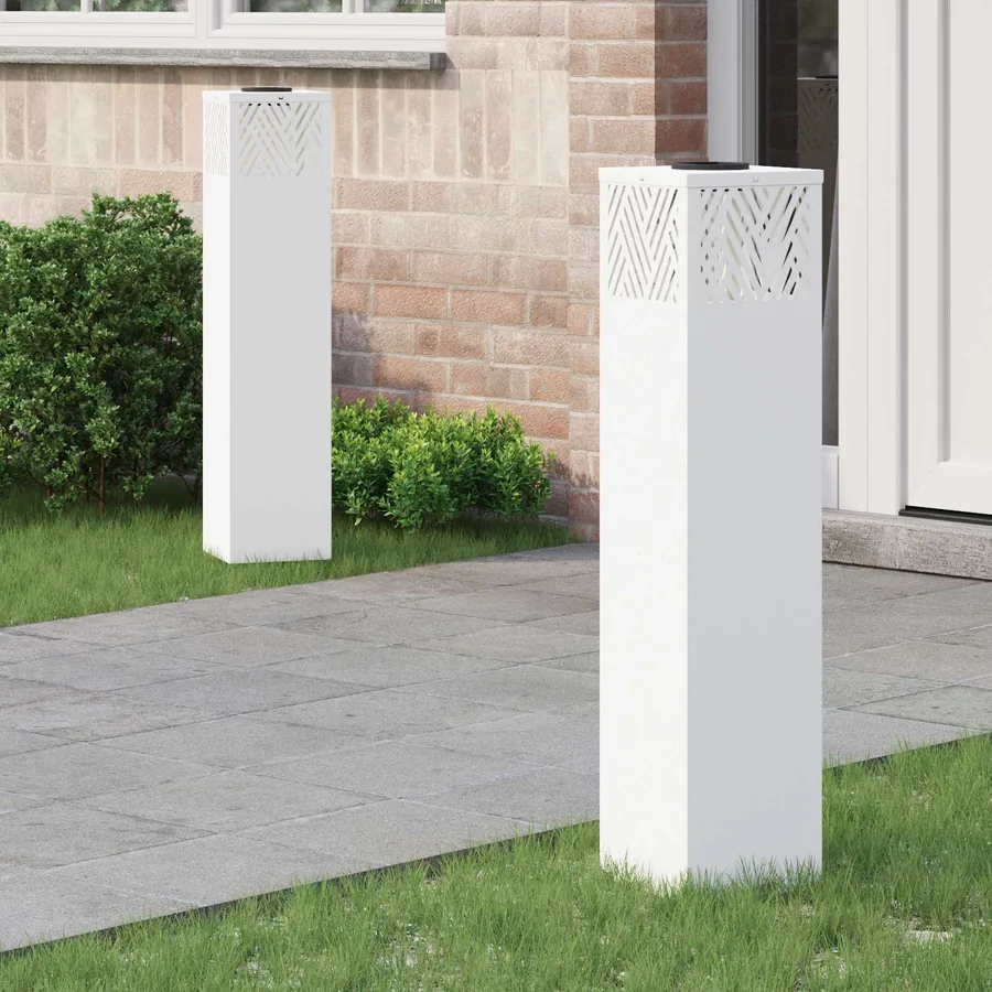 Lumière de chemin LED solaire 2 pcs Blanc chaud 18 x 18 x 80 cm