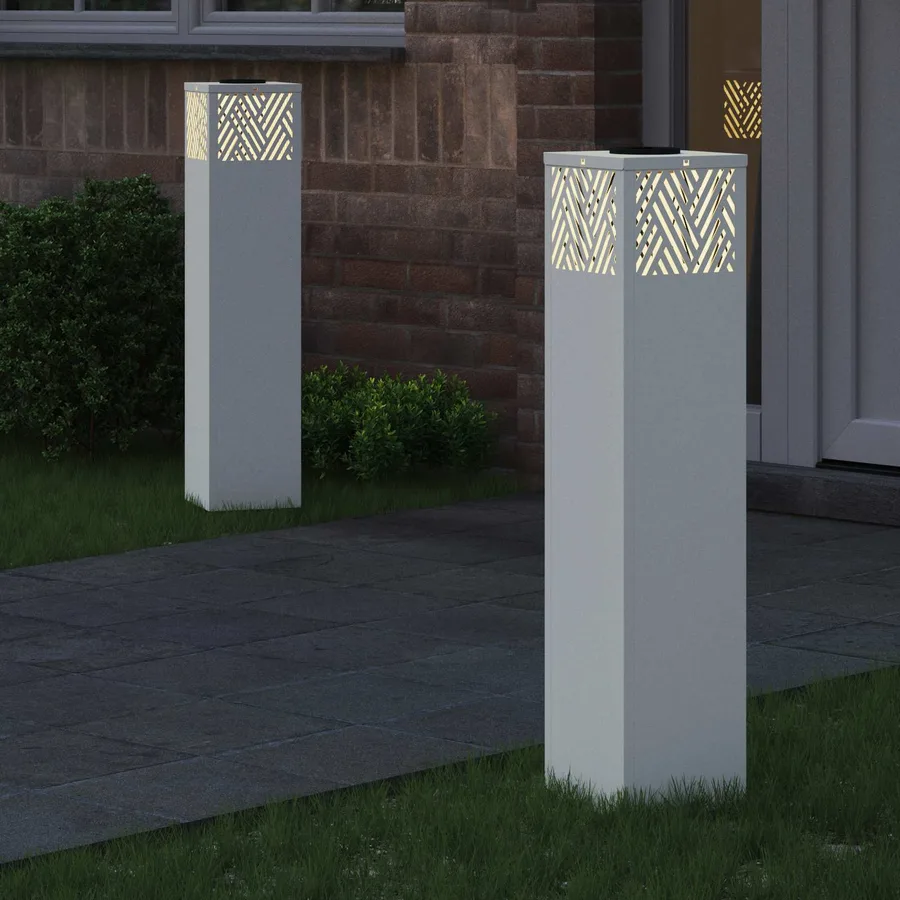 Lumière de chemin LED solaire 2 pcs Blanc chaud 18 x 18 x 80 cm - 3
