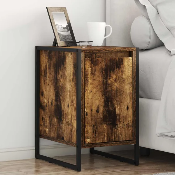 Table de chevet Chêne Fumé 39,5 x 30 x 50 cm Bois d'ingénierie