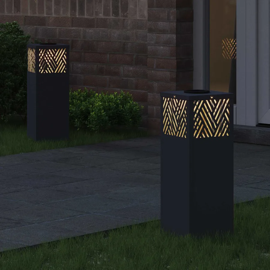 Lumière de chemin LED solaire 2 pcs Blanc chaud 18 x 18 x 50 cm - 3