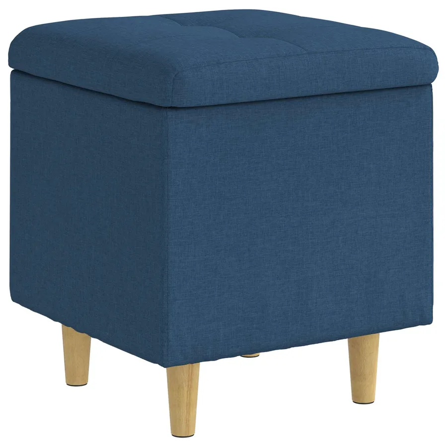Pouf de rangement avec coussin Bleu 40 x 40 x 45 cm tissu - 2
