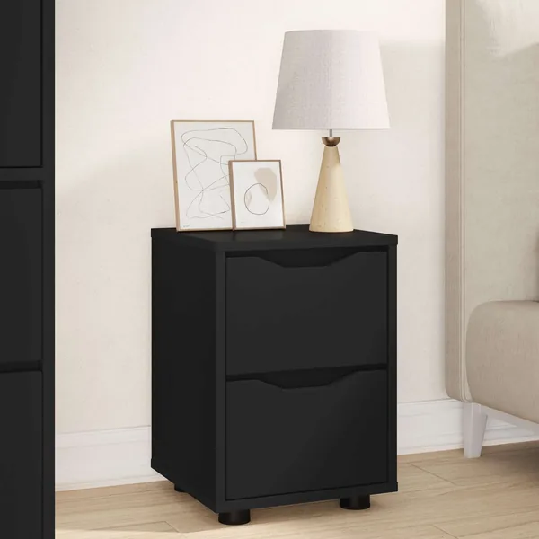 Table de chevet Noir 30,5 x 30 x 43 cm Bois d'ingénierie