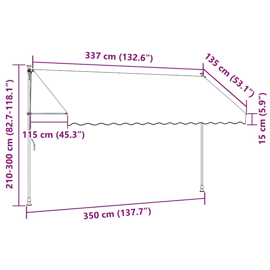 Auvent manuel rétractable 350 cm Crème - 8