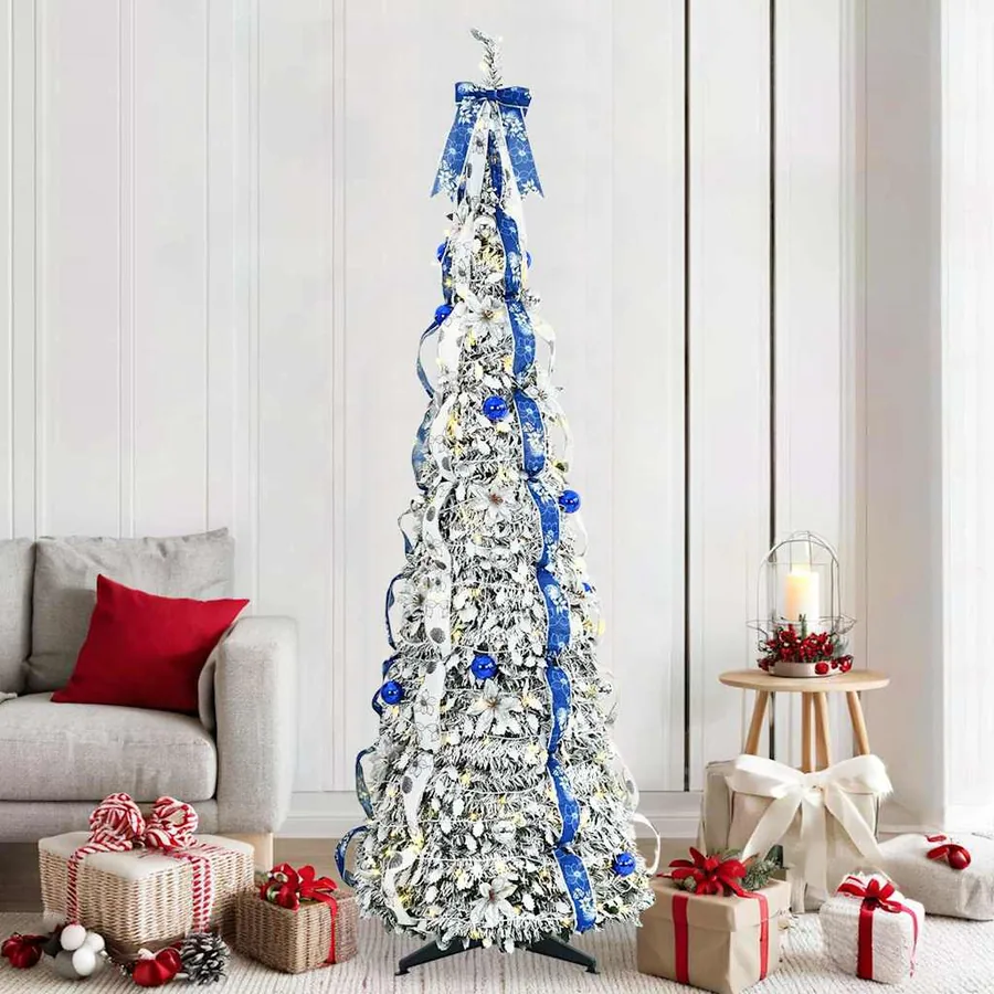 Sapin de Noël artificiel avec 200 LED Blanc 210 cm PVC