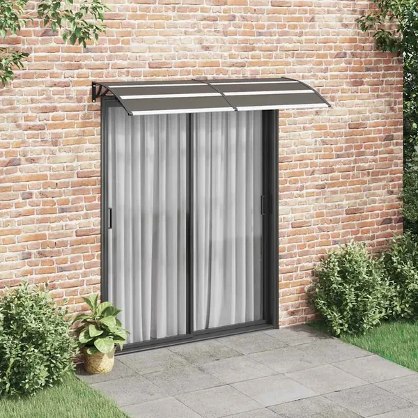 Auvent de porte Noir 200x75 cm PC