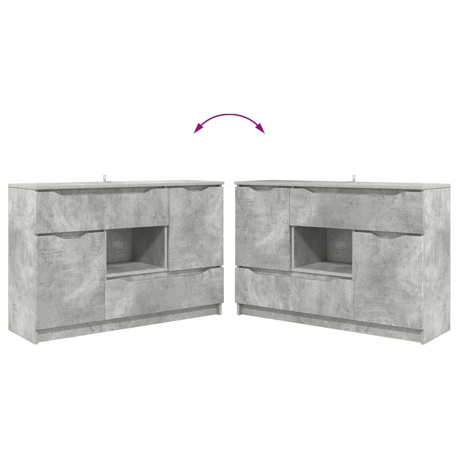 Buffet avec tiroir Gris béton 100 x 30 x 65,6 Bois d'ingénierie - 12