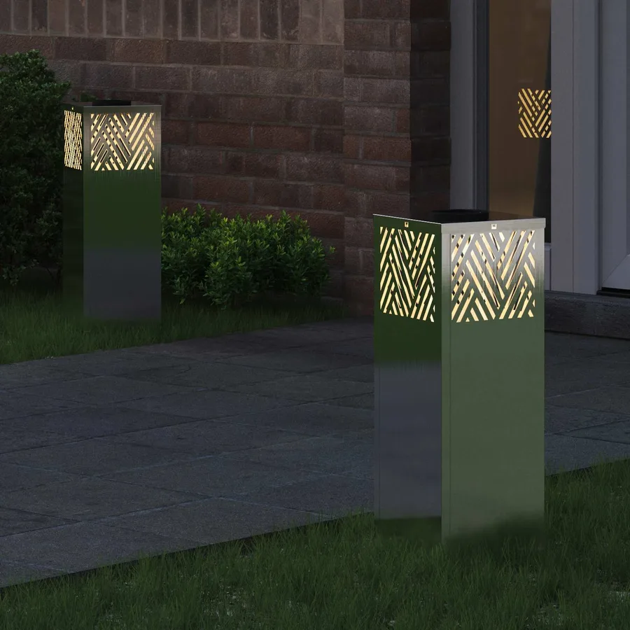 Lumière de chemin LED solaire 2 pcs Blanc chaud 18 x 18 x 50 cm - 3