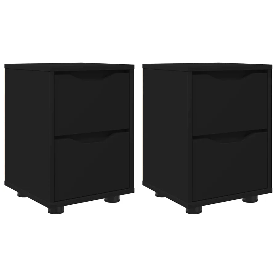 Tables de chevet 2 pcs Noir 30,5 x 30 x 43 cm Bois d'ingénierie - 2
