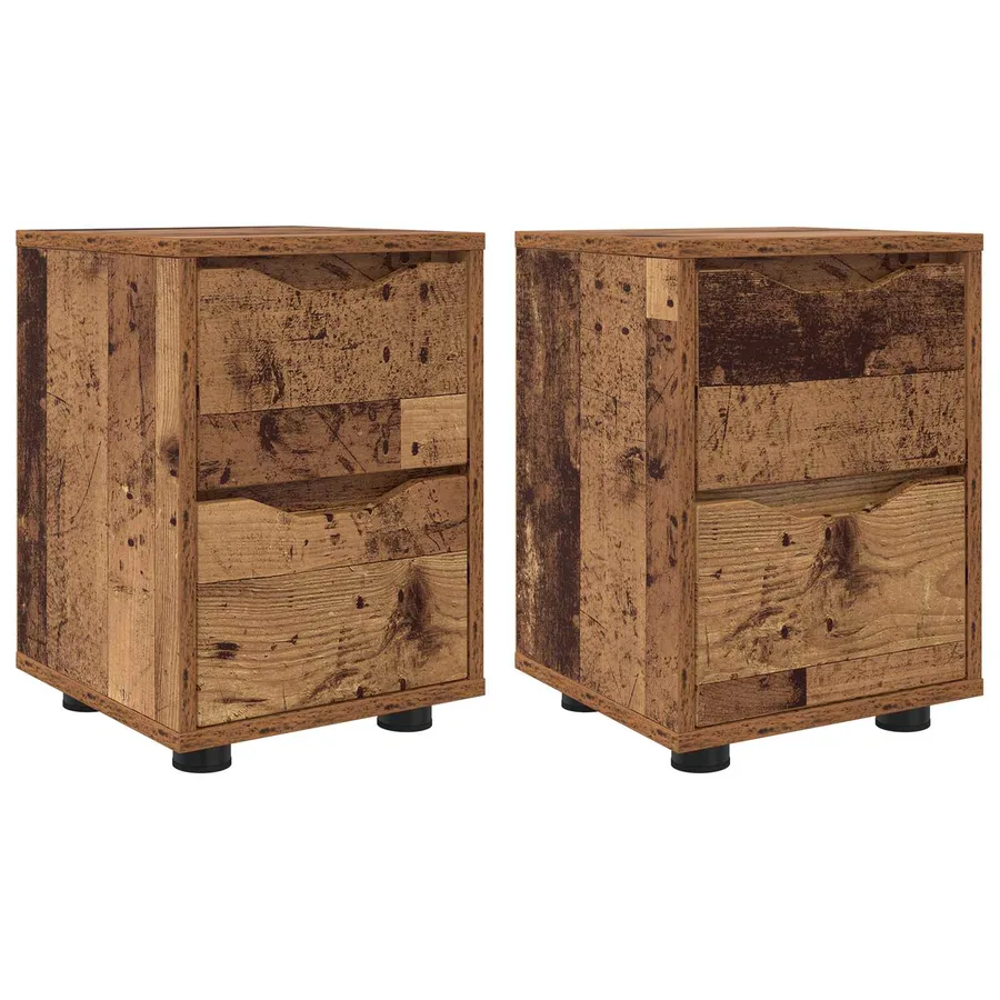 Tables de chevet 2 pcs Bois Ancien 30,5 x 30 x 43 cm - 2