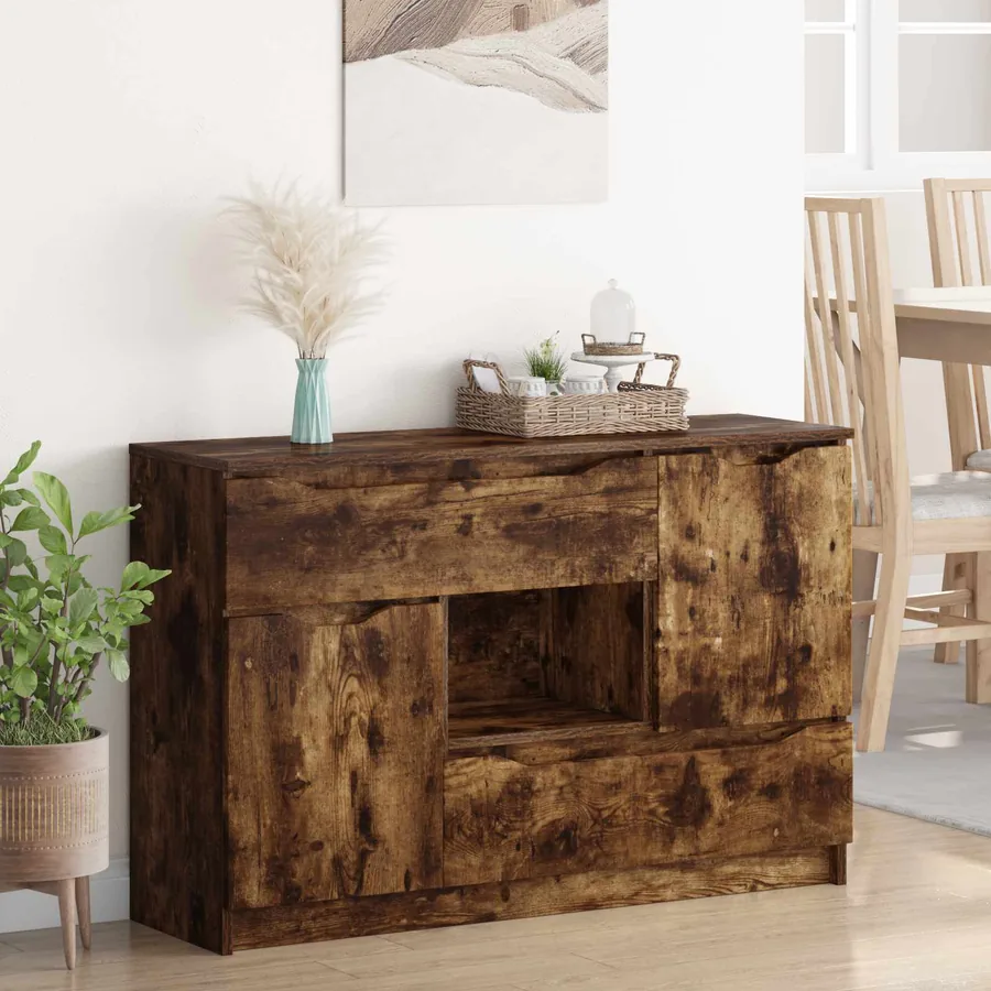 Buffet avec tiroir Chêne fumé 100 x 30 x 65,6 Bois d'ingénierie - 4