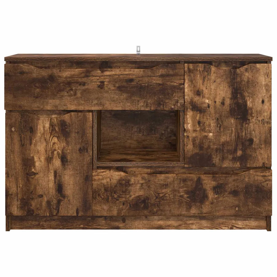 Buffet avec tiroir Chêne fumé 100 x 30 x 65,6 Bois d'ingénierie - 6