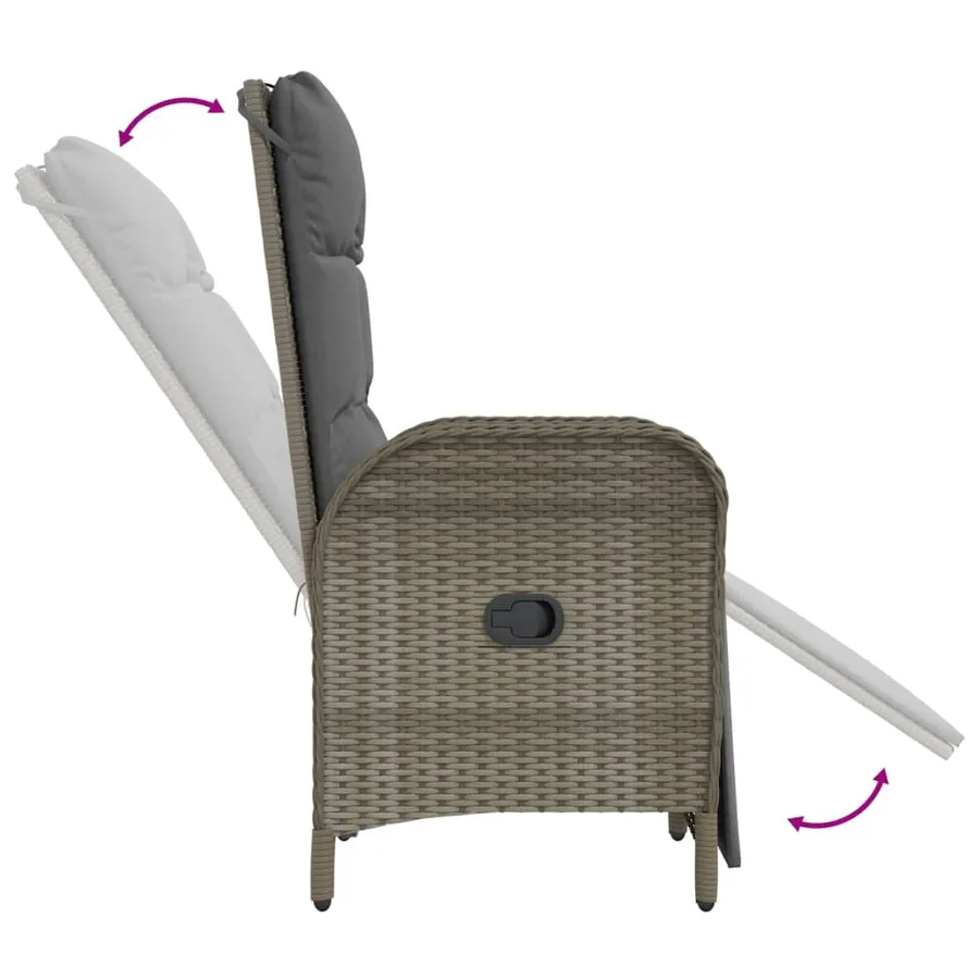 Ensemble à manger de jardin 5 pcs coussins gris résine tressée - 6